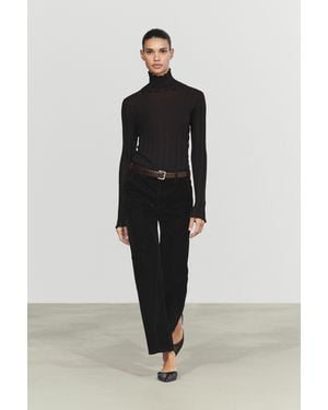MASSIMO DUTTI Mid-Waist Flare Cropped Flocking Jeans - Black
