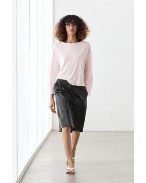 MASSIMO DUTTI Cotton Blend Knit Sweater - Pink