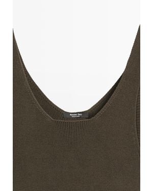 MASSIMO DUTTI 100% Cotton Ribbed Camisole Top - Grey