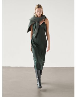 MASSIMO DUTTI Strappy Midi Slip Dress - Natural