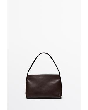 MASSIMO DUTTI Small Nappa Leather Shoulder Bag - Black