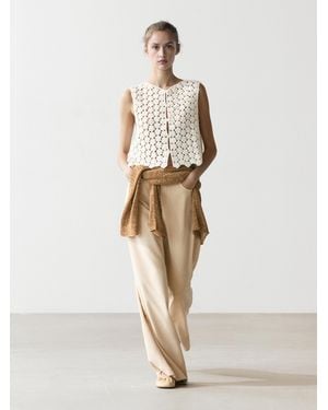 MASSIMO DUTTI Häkelweste Aus Baumwolle Mit Blumendetails - Natur