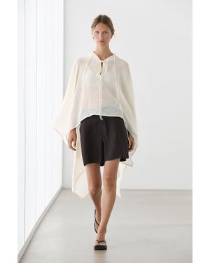 MASSIMO DUTTI Capa Cuello Mao 100% Lino - Neutro