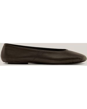 MASSIMO DUTTI Soft Leather Ballet Flats - Brown