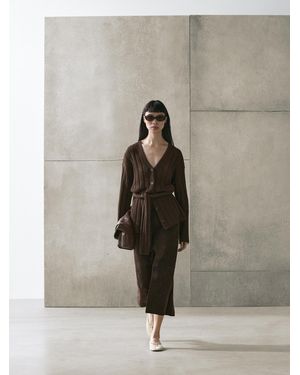 MASSIMO DUTTI Knit Cardigan With Waist Detail - Grey