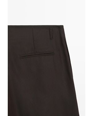 MASSIMO DUTTI Long Striped Bermuda Shorts - Black