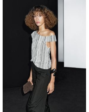 MASSIMO DUTTI Wide-Leg Trousers With Seam Details - Black