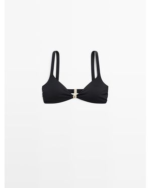 MASSIMO DUTTI Bikinitop Met Juweeldetail - Wit