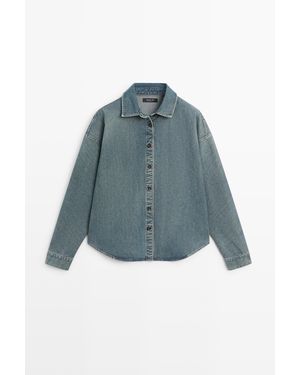 MASSIMO DUTTI Denim Overhemd Van Katoen - Blauw