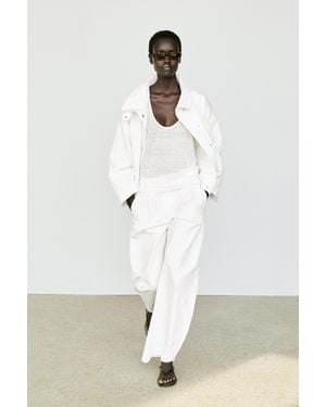 MASSIMO DUTTI Flowing Barrel Fit Co-Ord Pants - White