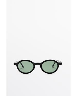 MASSIMO DUTTI Small Round Sunglasses - Brown