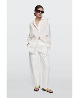 MASSIMO DUTTI Jeans Barrel Fit Detalle Costuras - Blanco