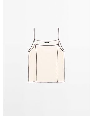 MASSIMO DUTTI Top Met Lingerielook En Bandjes Van Katoenmix - Meerkleurig