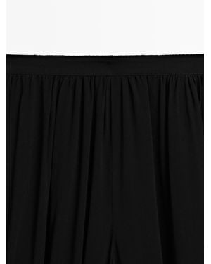 MASSIMO DUTTI Semi-Sheer Sarouel Trousers With Button Detail - Black