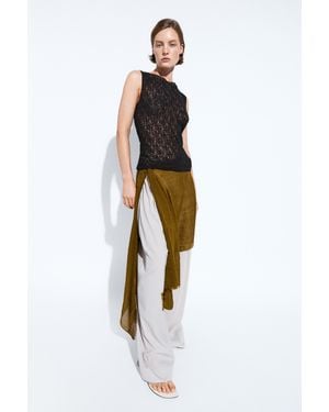 MASSIMO DUTTI Sleeveless Open-Knit Top - Black