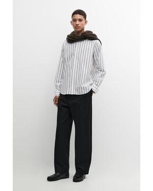 MASSIMO DUTTI 100% Cotton Regular Fit Striped Shirt - White
