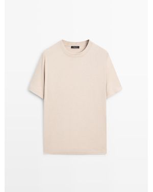 MASSIMO DUTTI T-Shirt Met Korte Mouw Van Katoenmix - Naturel