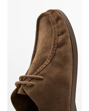 MASSIMO DUTTI Soft Leather Boot-Style Shoes - Brown
