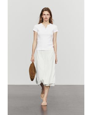 MASSIMO DUTTI Camiseta Panadera Manga Corta 100% Algodón - Blanco