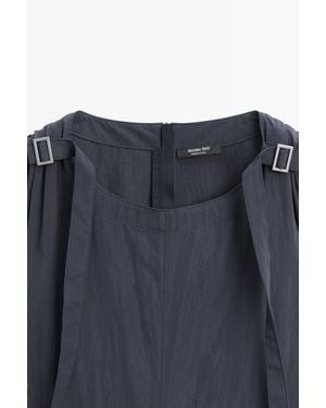 MASSIMO DUTTI Flowing Midi Dress With Buckles - Blue