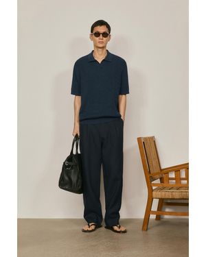 MASSIMO DUTTI Cable-Knit Polo Jumper - Blue