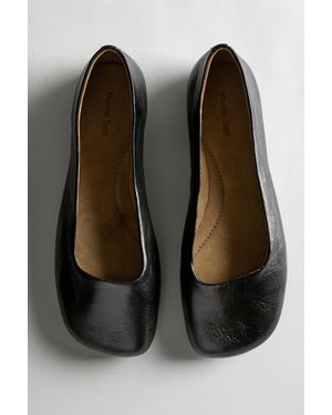 MASSIMO DUTTI Square Toe Leather Ballet Flats - White