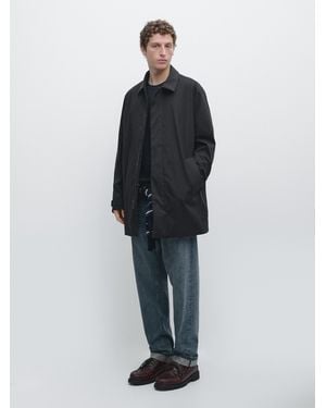 MASSIMO DUTTI Water-Repellent Woven Trench Coat - Blue