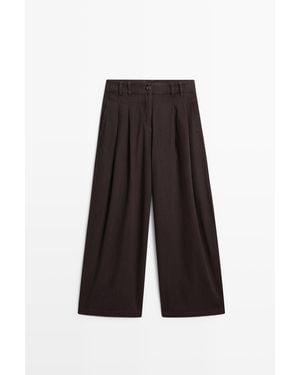 MASSIMO DUTTI Barrel Fit Jeans Met Plooien - Wit