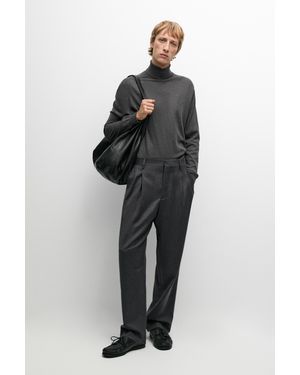 MASSIMO DUTTI Cotton Blend Knit High-Neck Jumper - Black
