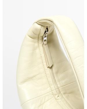 MASSIMO DUTTI Bolso Mini De Mano Media Luna Piel Napa - Blanco