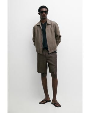 MASSIMO DUTTI Bermuda Corta 100% Lino - Marrón