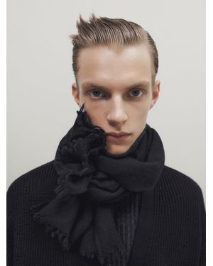 MASSIMO DUTTI 100% Cashmere Scarf - Black