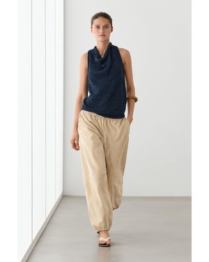 MASSIMO DUTTI Knit Top With Draped Neckline - Blue