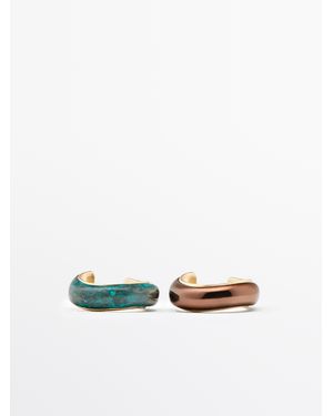 MASSIMO DUTTI Pack Of Bronze Effect Rings - White