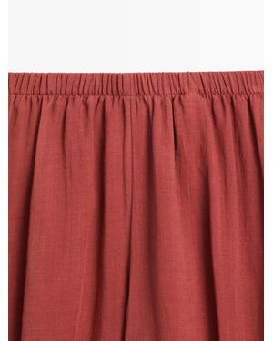 MASSIMO DUTTI Pantalón Bombacho Fluido - Rojo