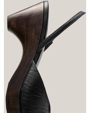 MASSIMO DUTTI Wood Heel Sandal - Black