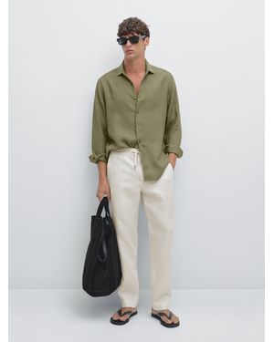MASSIMO DUTTI Pantaloni Tuta Lino - Verde