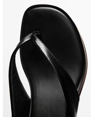 MASSIMO DUTTI Mid-Heel Sandals With Toe Divider - Black