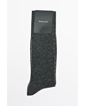 MASSIMO DUTTI Plain Wool Knit Socks - Grey