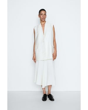 MASSIMO DUTTI Falda Midi Fluida Godets - Blanco