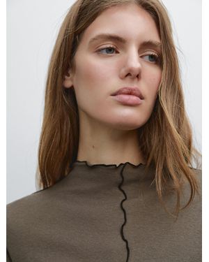 MASSIMO DUTTI Maglietta Con Dettaglio Di Cuciture E Bordini - Marrone