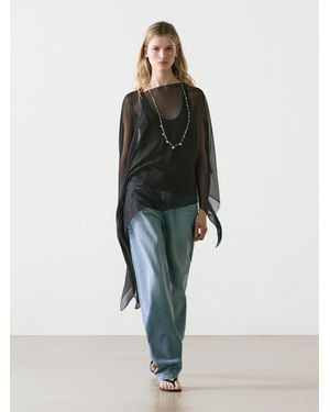 MASSIMO DUTTI Cape Asymétrique En Soie - Noir