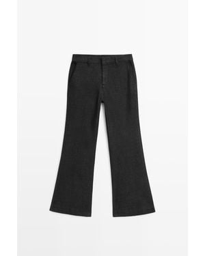 MASSIMO DUTTI Cropped Klokkende Jeans Met Halfhoge Taille - Zwart