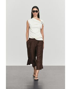 MASSIMO DUTTI Asymmetric Metal Detail Top - White