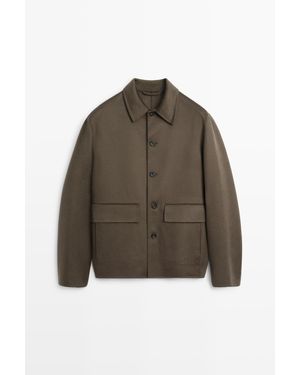 MASSIMO DUTTI Overshirt Van 100% Cashmere Met Dubbele Stof - Bruin