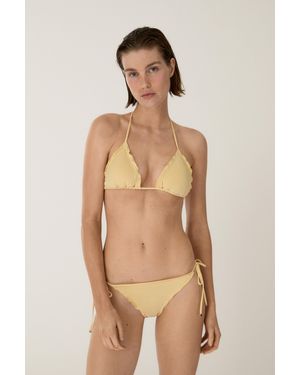 MASSIMO DUTTI Ruffled Triangle Bikini Top - Natural