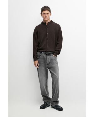 MASSIMO DUTTI Cárdigan Cuello Perkins Detalle Botones - Negro