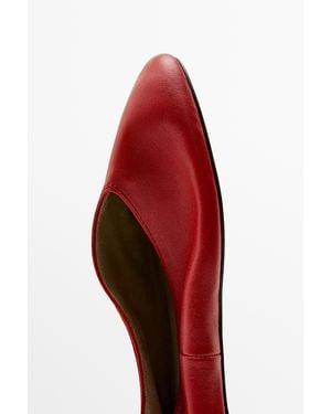 MASSIMO DUTTI Soft Leather Ballerinas - Red