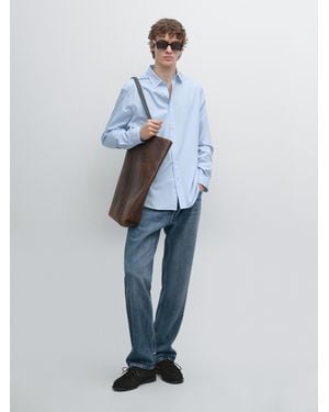 MASSIMO DUTTI Regular Fit Striped Shirt - Blue