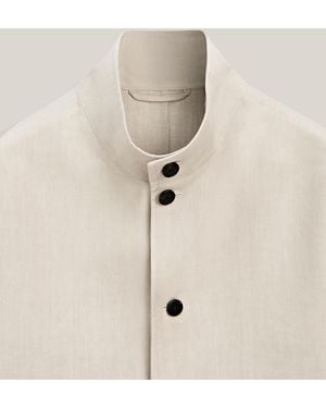 MASSIMO DUTTI Linen High Neck Jacket - Natural